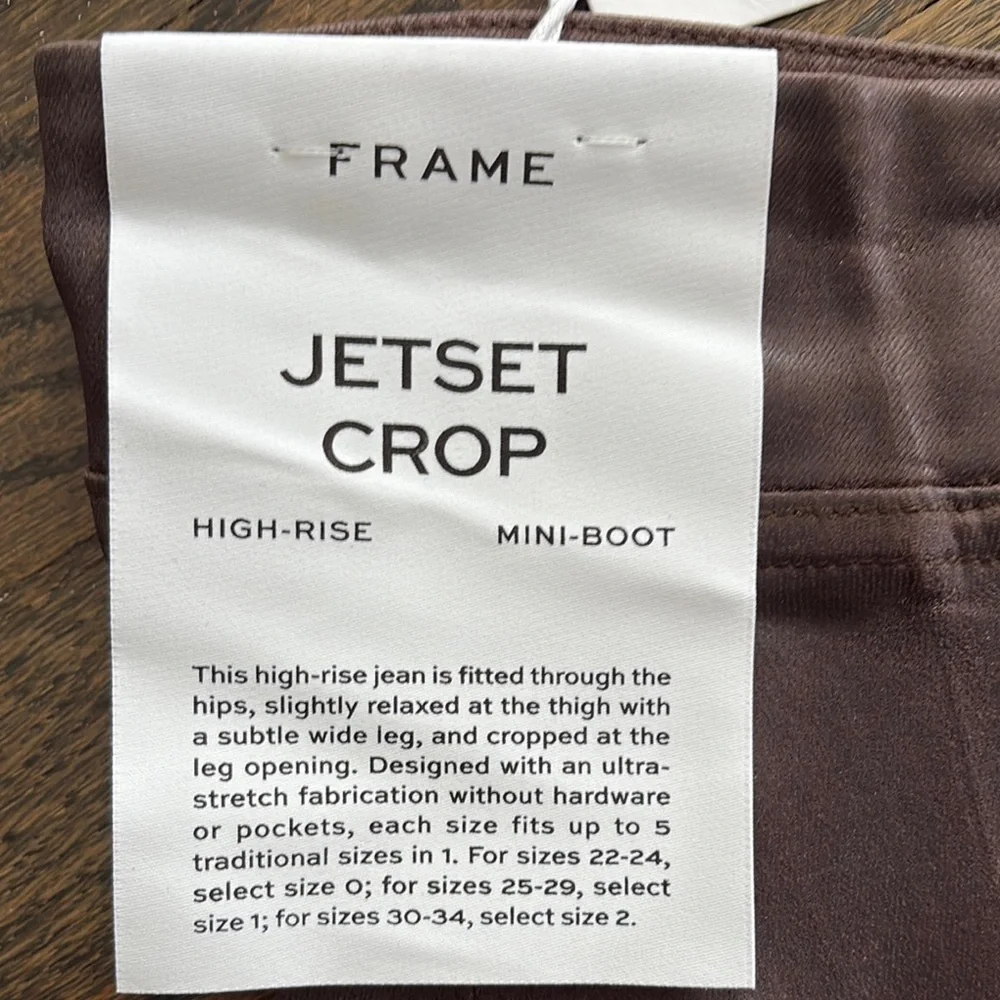 NWT- Sleek Brown Cropped Flared Mini Boot Jeans by FRAME- size 1 - Picture 2 of 7